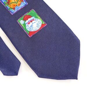Unbranded‎ Christmas Woven Blue Santa Snowmant Woven Polyester Tie